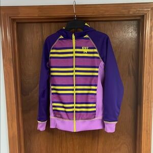 Nike Girls Neon Multicolored Long Sleeve Full Zip size L